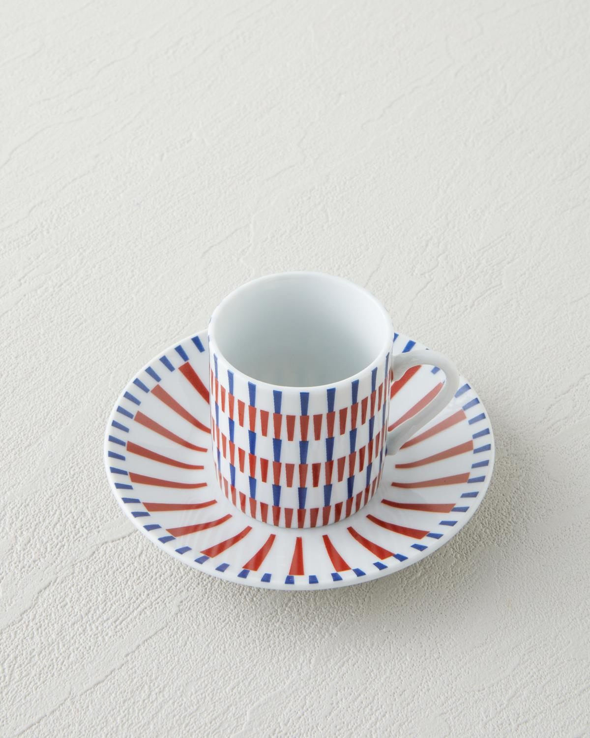 Pico Porselen 4 Parça 2 Kişilik Kahve Fincan Takımı 80 ml Lacivert-Kırmızı