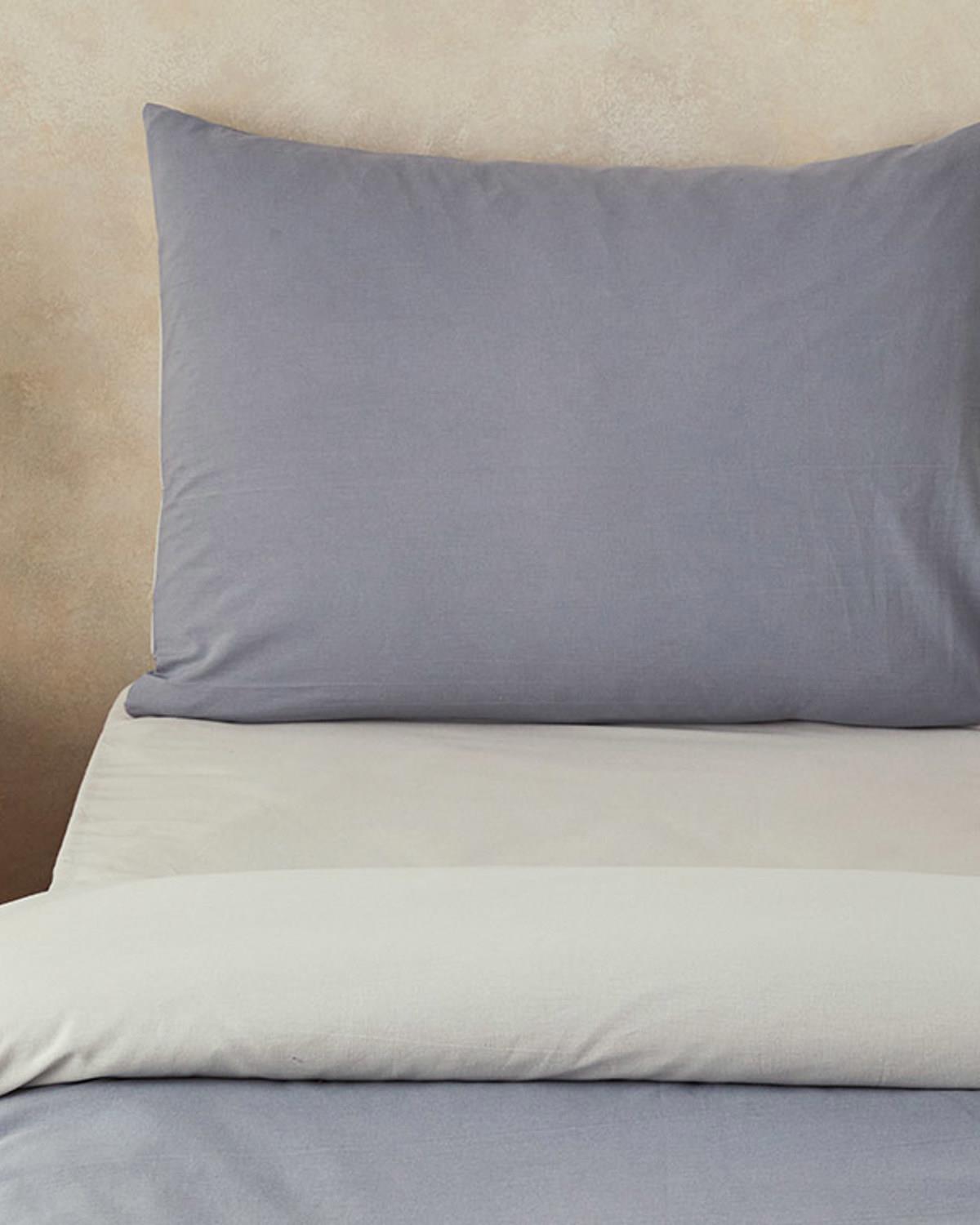 Placid Yıkamalı Pamuk King Size Nevresim Takımı Gri-Taş