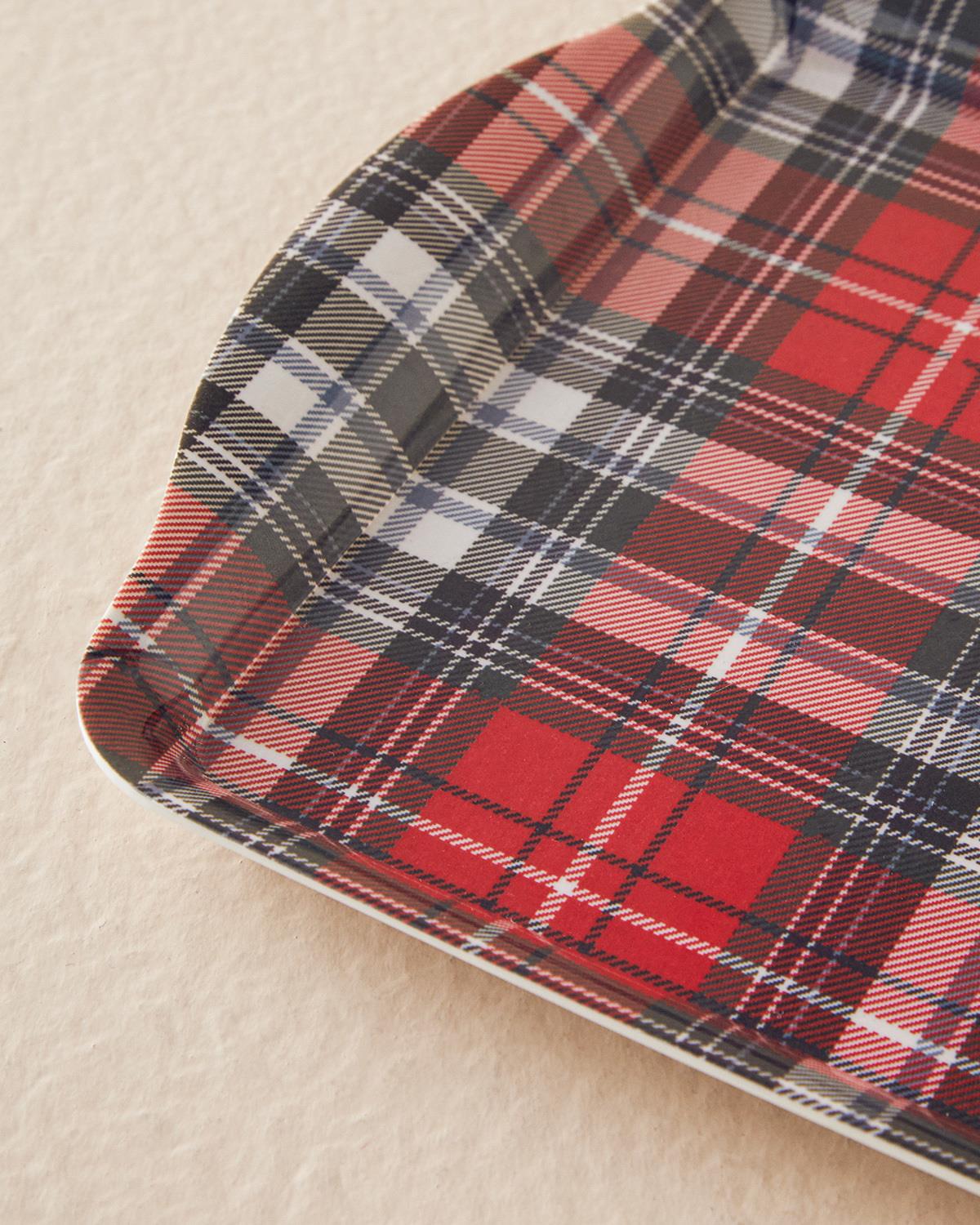 Plaid Melamin Tepsi Kırmızı