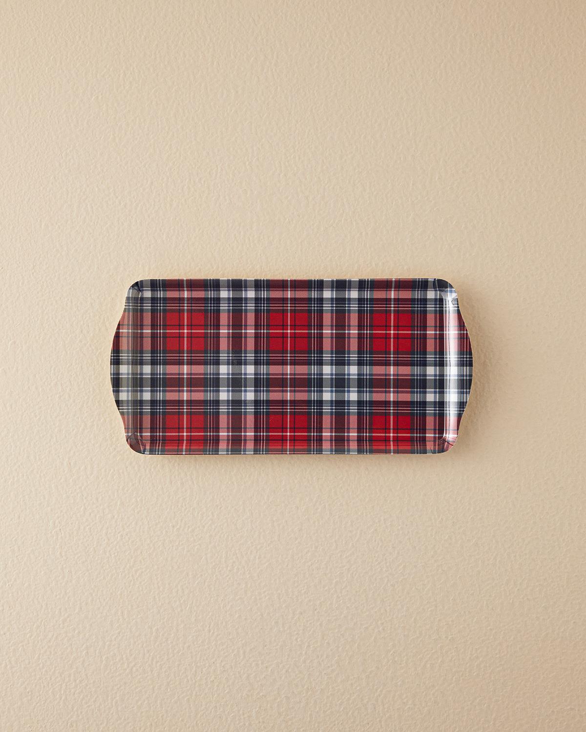 Plaid Melamin Tepsi Kırmızı