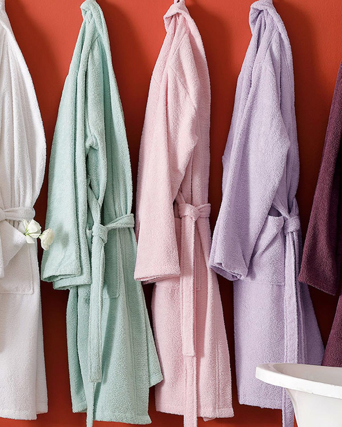 Plain Pamuklu 2'li Bornoz Seti S-M Gül Kurusu