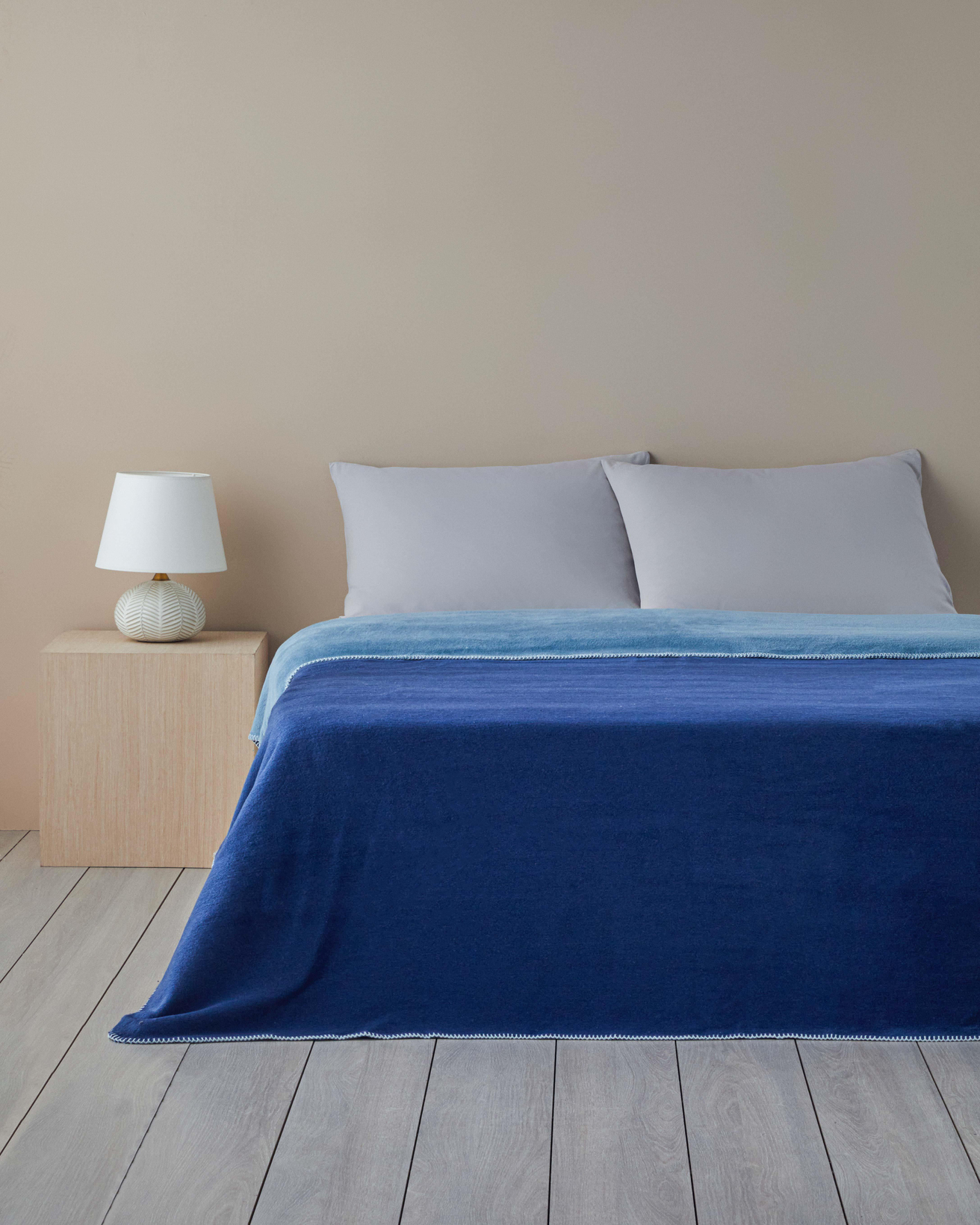 Plain Pamuklu Çift Kişilik Battaniye 200x220 cm Indigo-Mavi