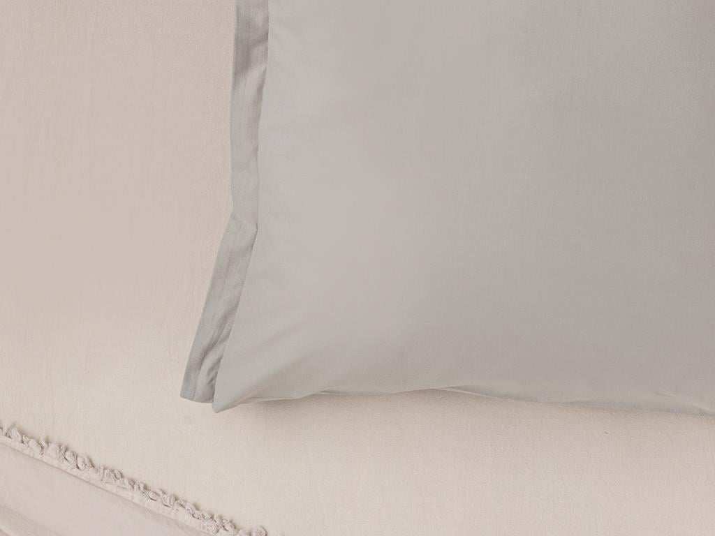Plain Pamuklu Oxford Tekli Yastık Kılıfı Çakıl Taşı