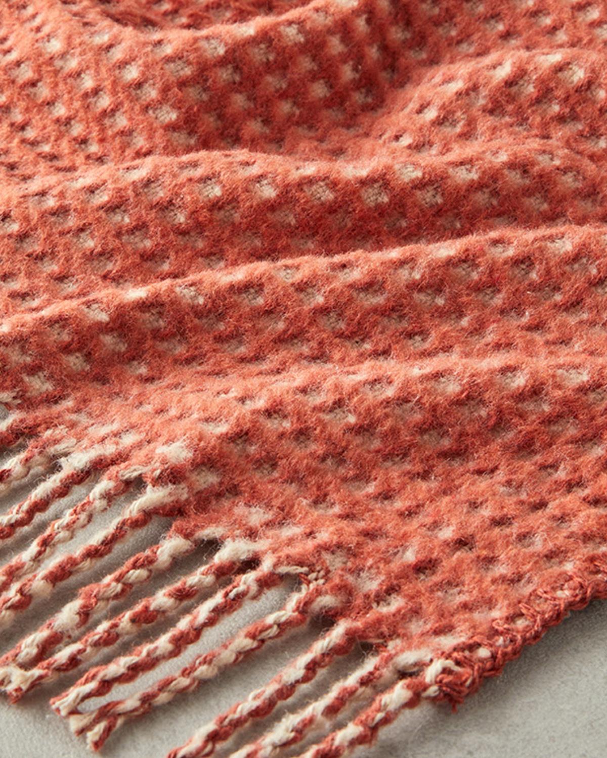 Plain Waffle Pamuklu Tek Kişilik Battaniye Bej – Terracotta
