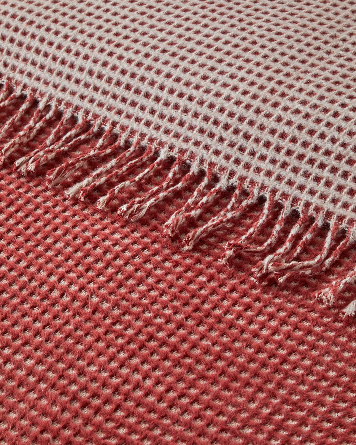 Plain Waffle Pamuklu Tek Kişilik Battaniye Bej – Terracotta