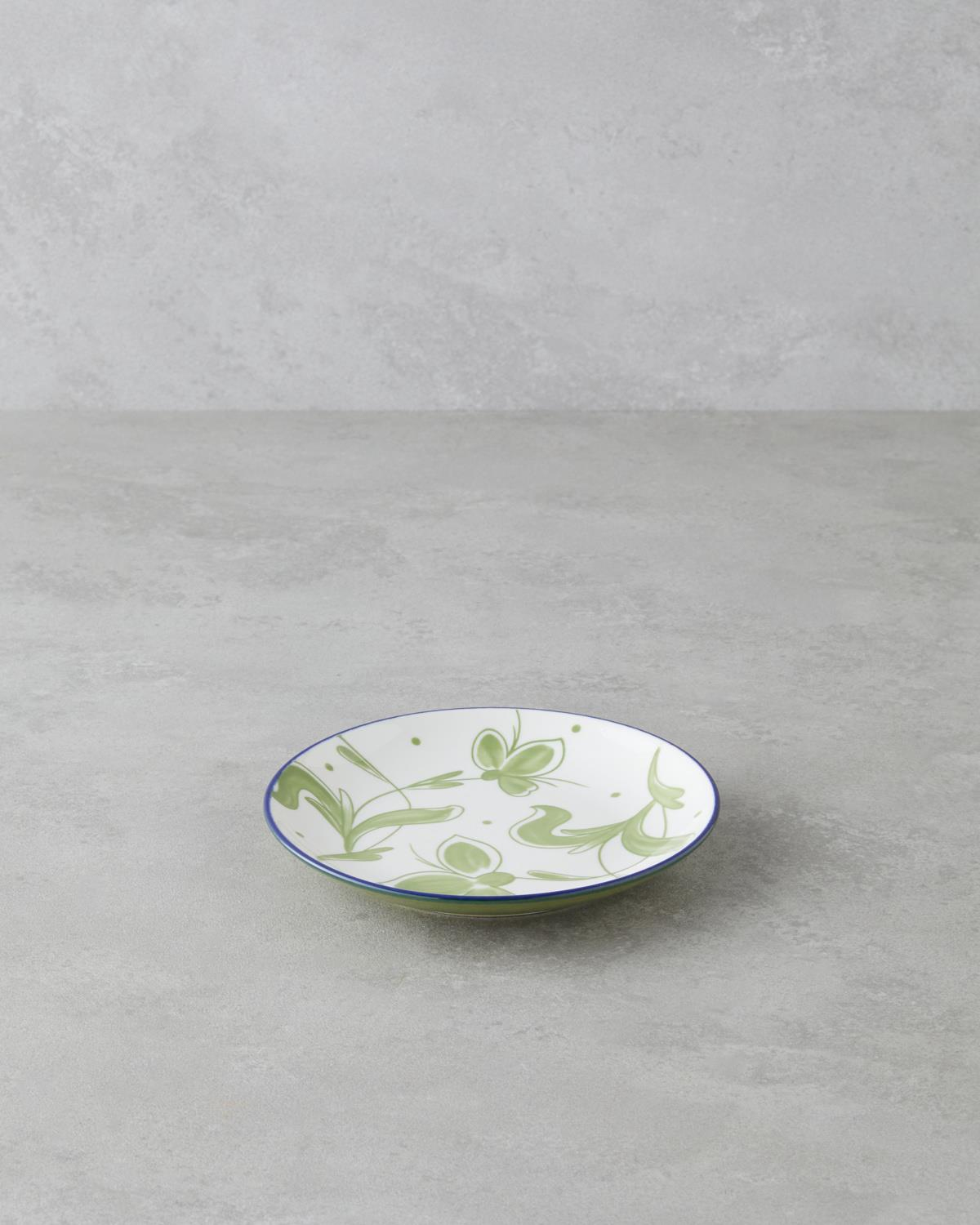 Plantopia Porselen Pasta Tabağı 15 cm Beyaz - Lacivert