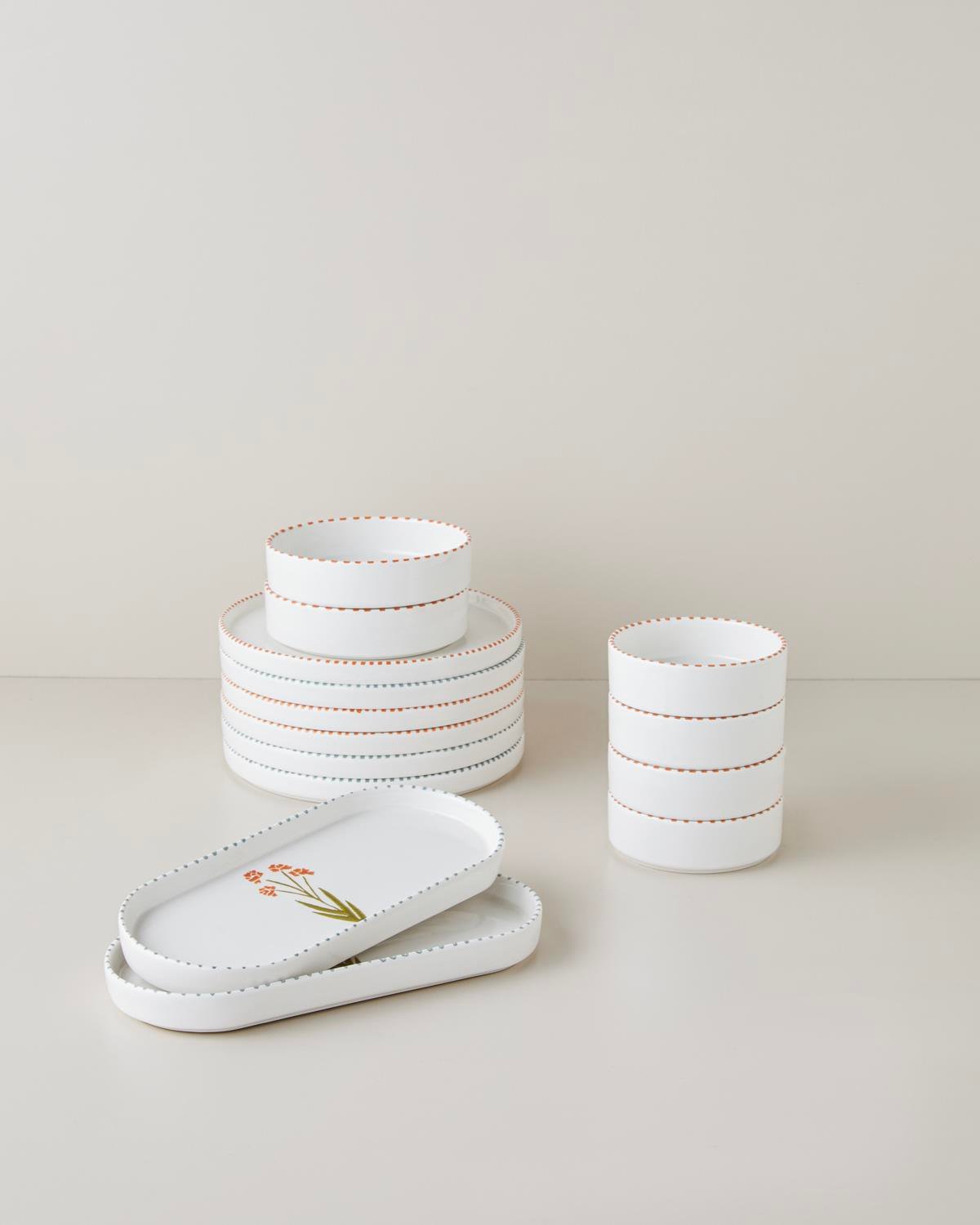 Point Seramik Kahvaltı Takımı 14 parça 6 kişilik Renkli