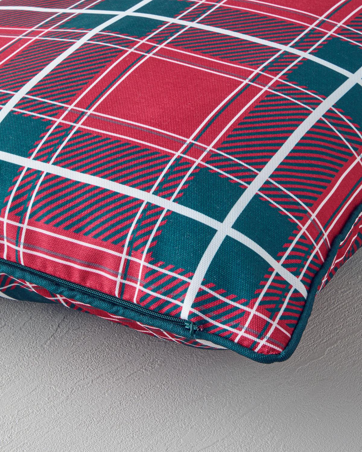 Poloski Kırlent Kılıfı 45x45 cm Kırmızı - Yeşil