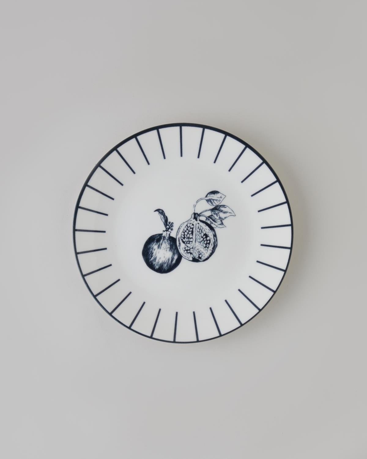 Pomara Porselen Kahvaltı ve Sunum Seti 18 Parça 6 Kişilik Lacivert-Beyaz