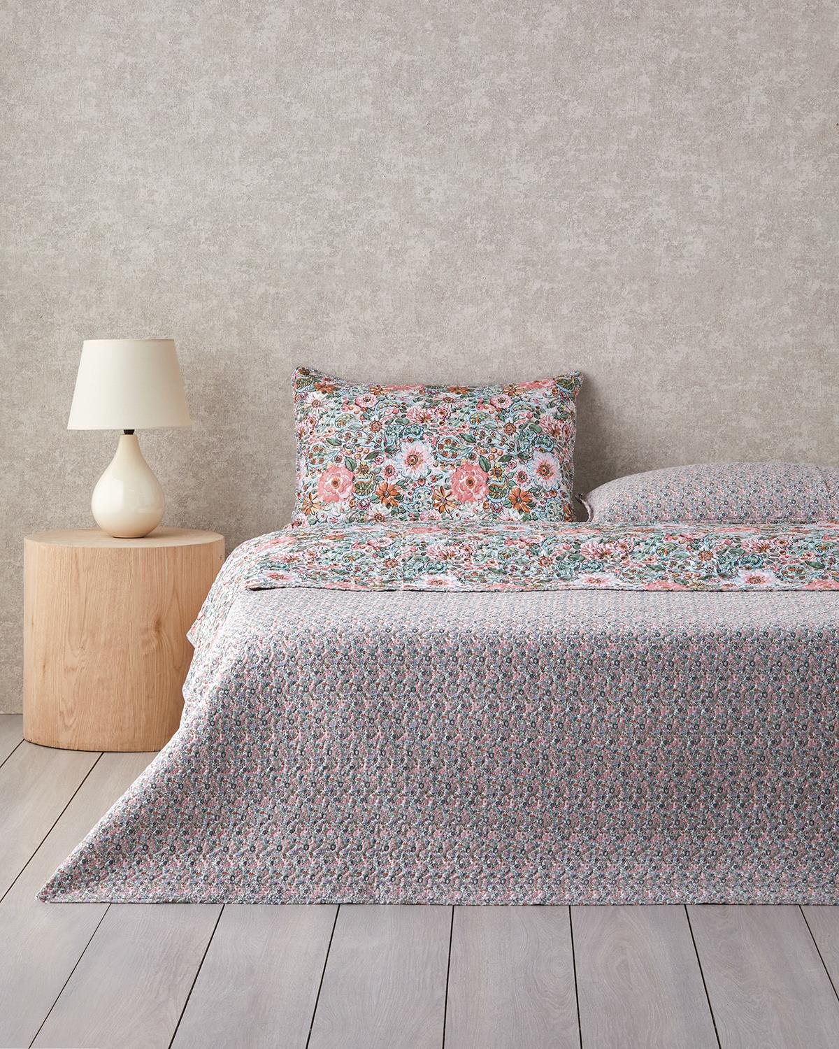 Poppy Happiness Çok Amaçlı King Size Yatak Örtüsü Takımı Pembe