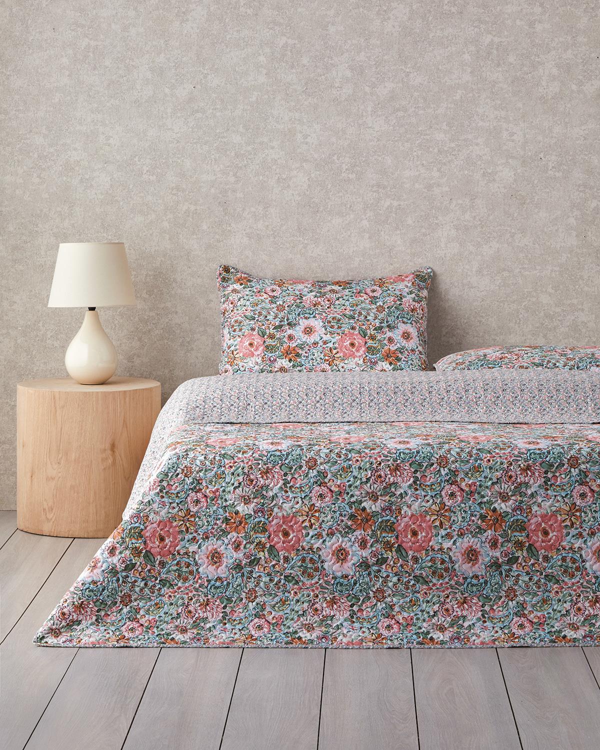 Poppy Happiness Çok Amaçlı King Size Yatak Örtüsü Takımı Pembe