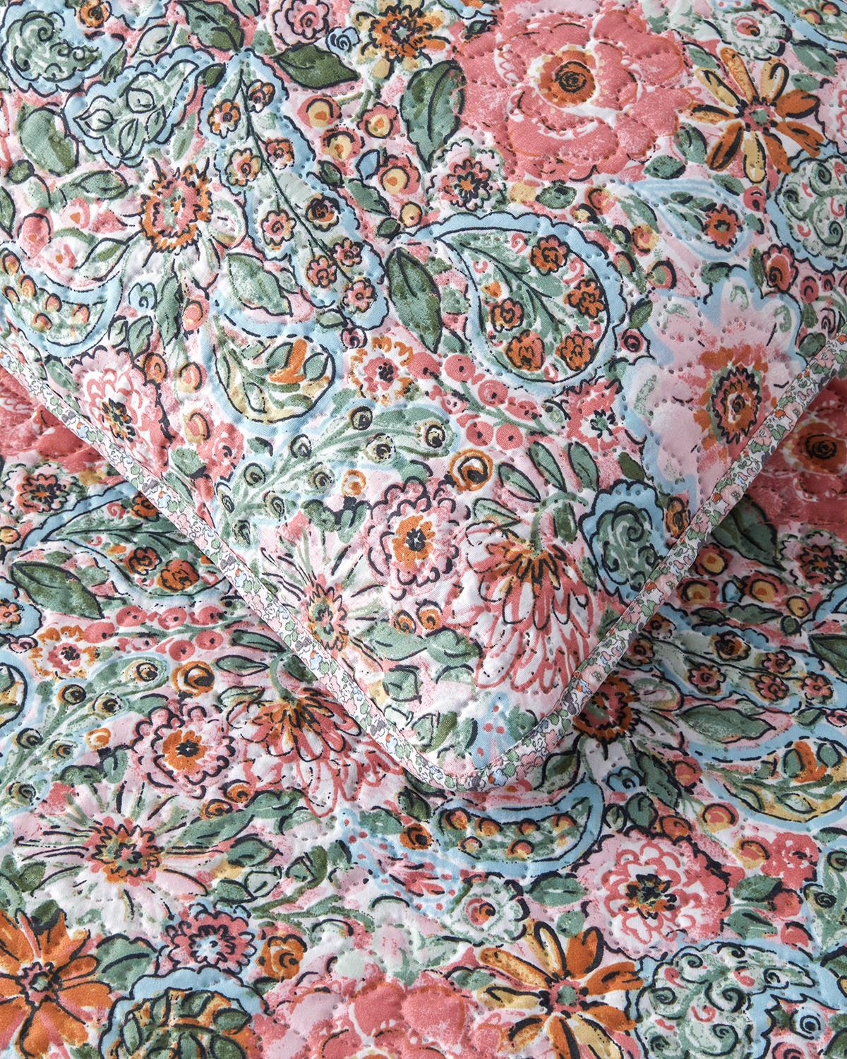 Poppy Happiness Çok Amaçlı King Size Yatak Örtüsü Takımı Pembe