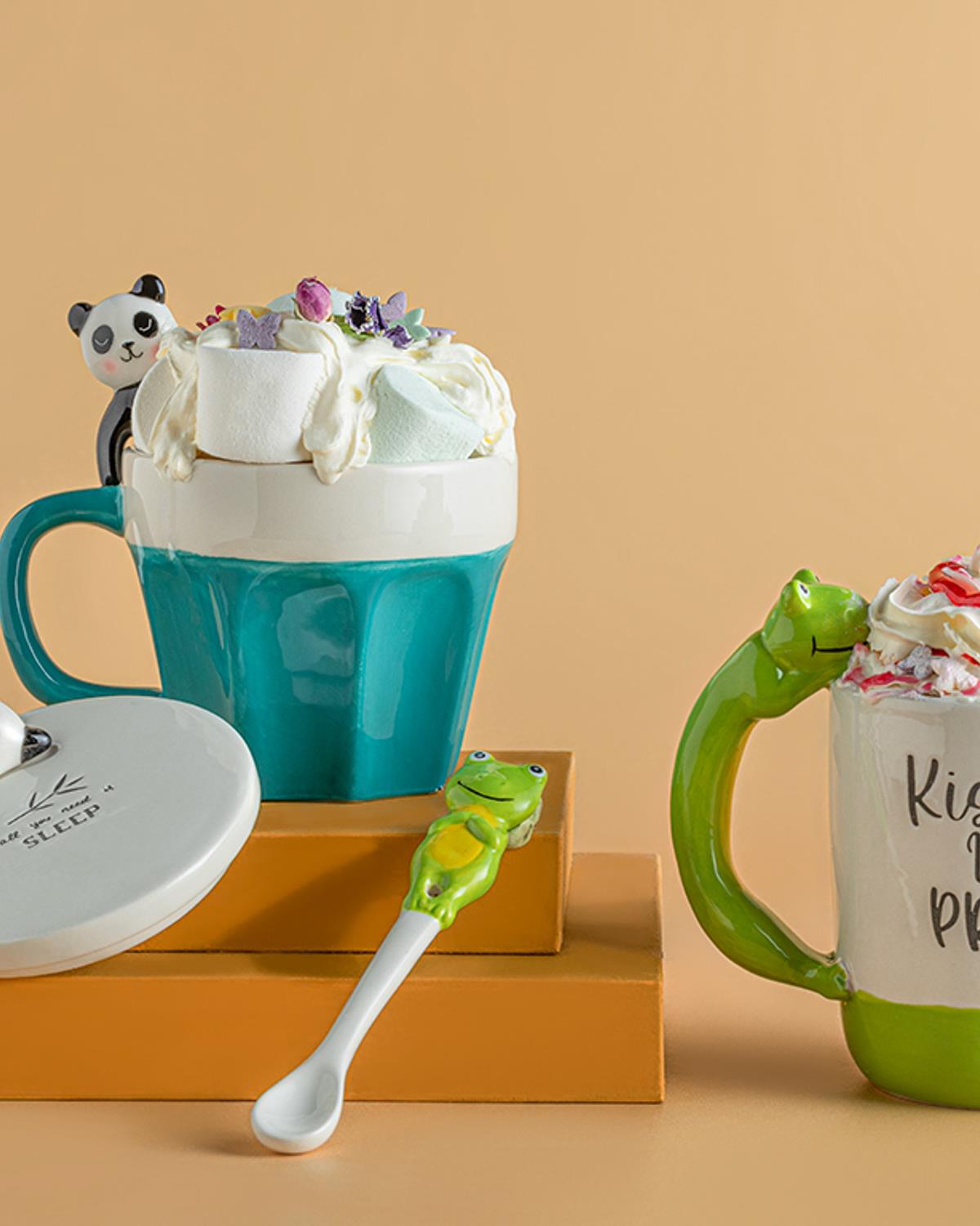 Popsy Frog Dolomite Kaşıklı Kupa 490 ml Yeşil