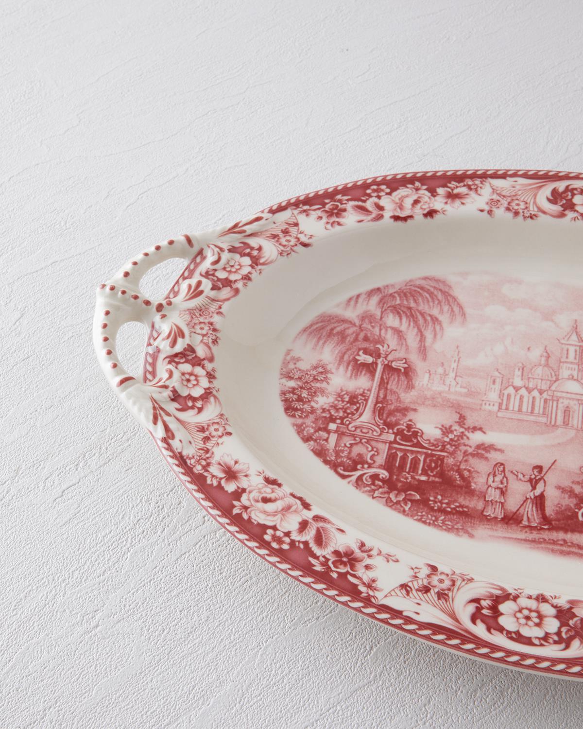 Preston Stoneware Kayık Tabak 36 cm Bordo