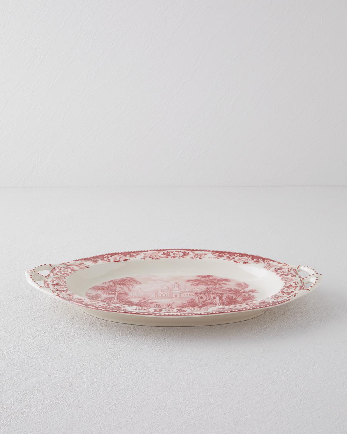 Preston Stoneware Kayık Tabak 36 cm Bordo