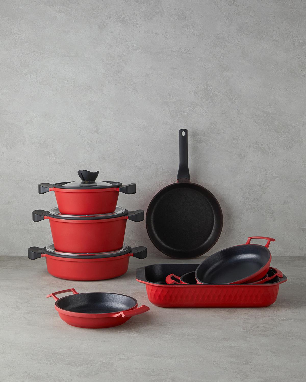Prime Red Love Alüminyum Döküm Fırın Kabı 30 cm Kırmızı