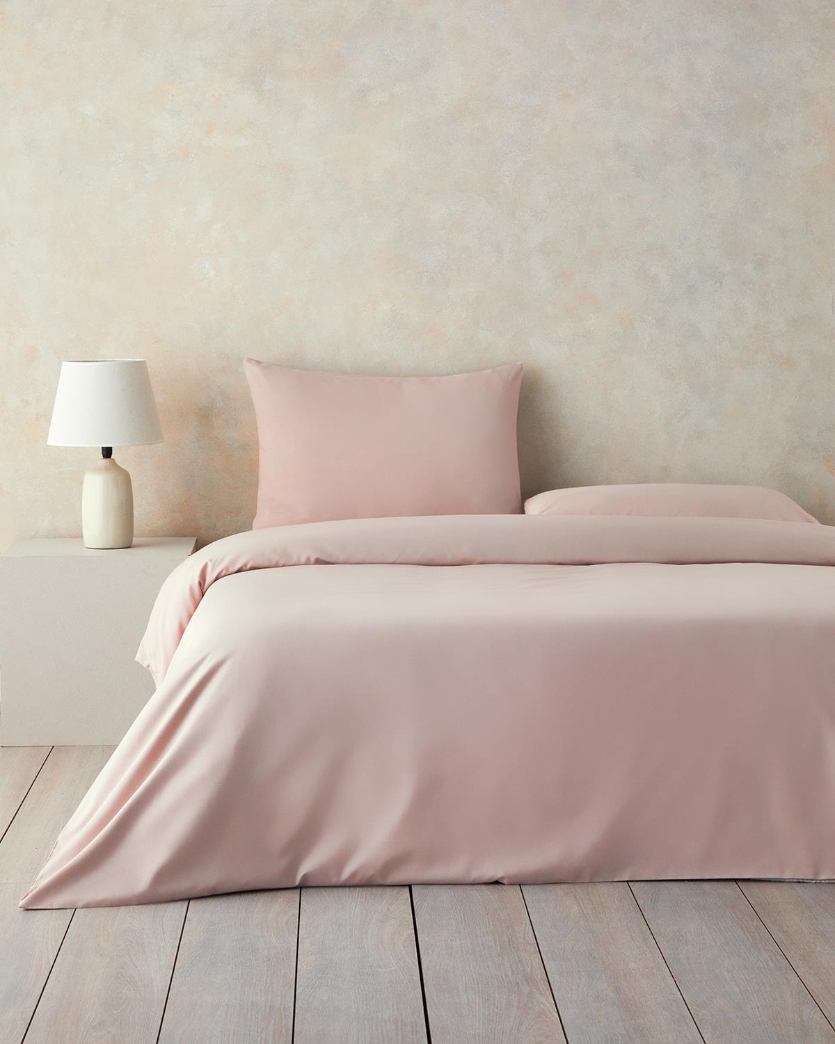 Pure Pamuklu Çift Kişilik Nevresim 200x220 cm Toz Pembe