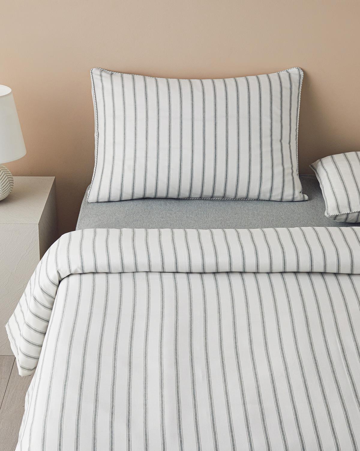 Pure Stripe İpliği Boyalı Tek Kişilik Nevresim Takımı 160x220 cm Yeşil