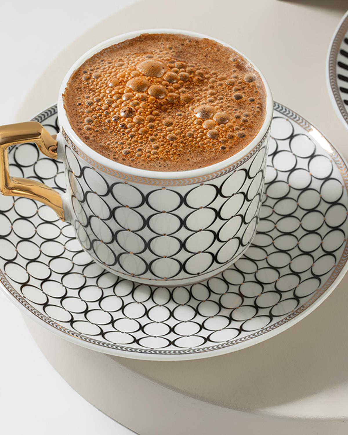Rabecca New Bone China 4 Parça 2 Kişilik Kahve Fincan Takımı Siyah