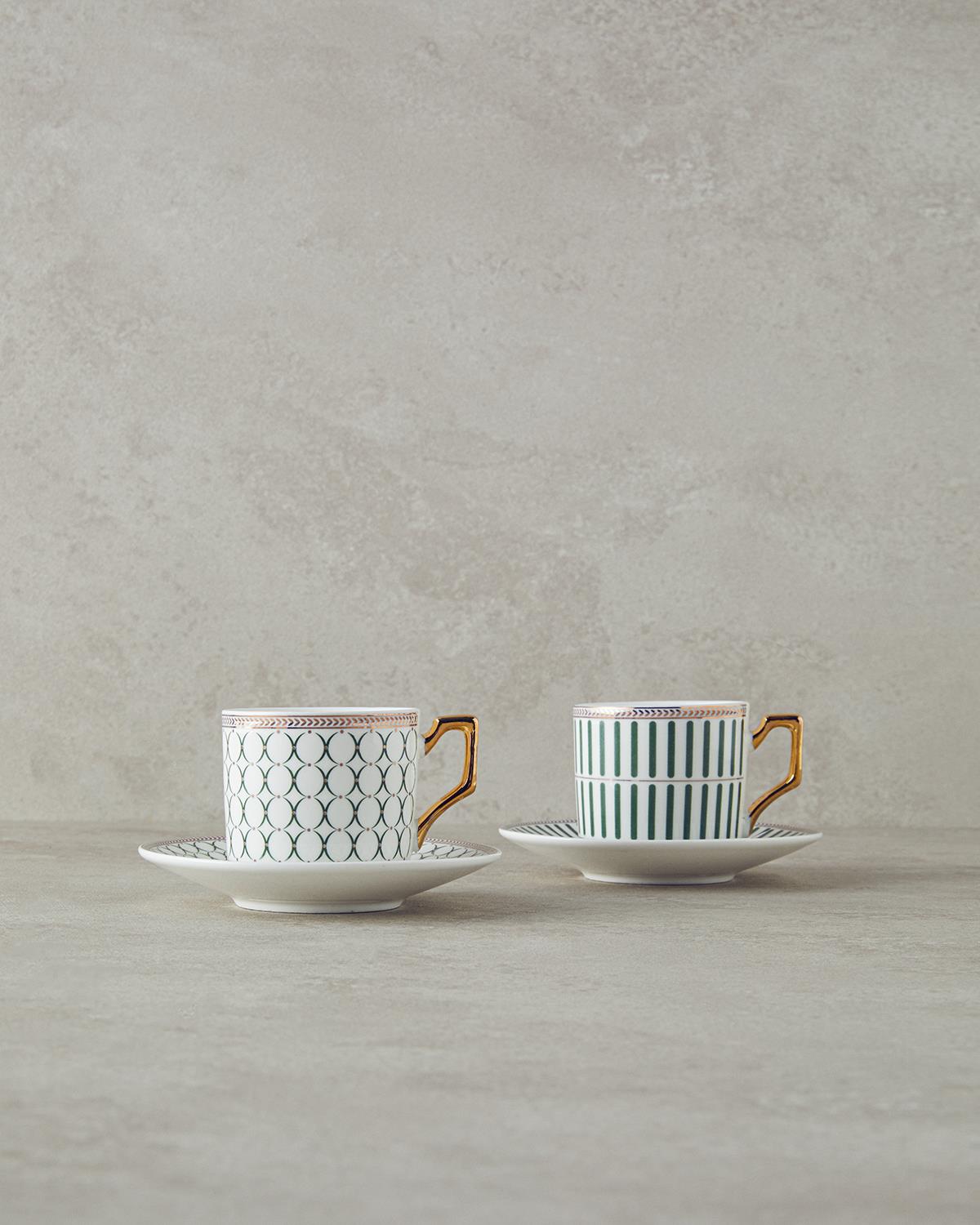 Rabecca New Bone China 4 Parça 2 Kişilik Kahve Fincan Takımı Yeşil