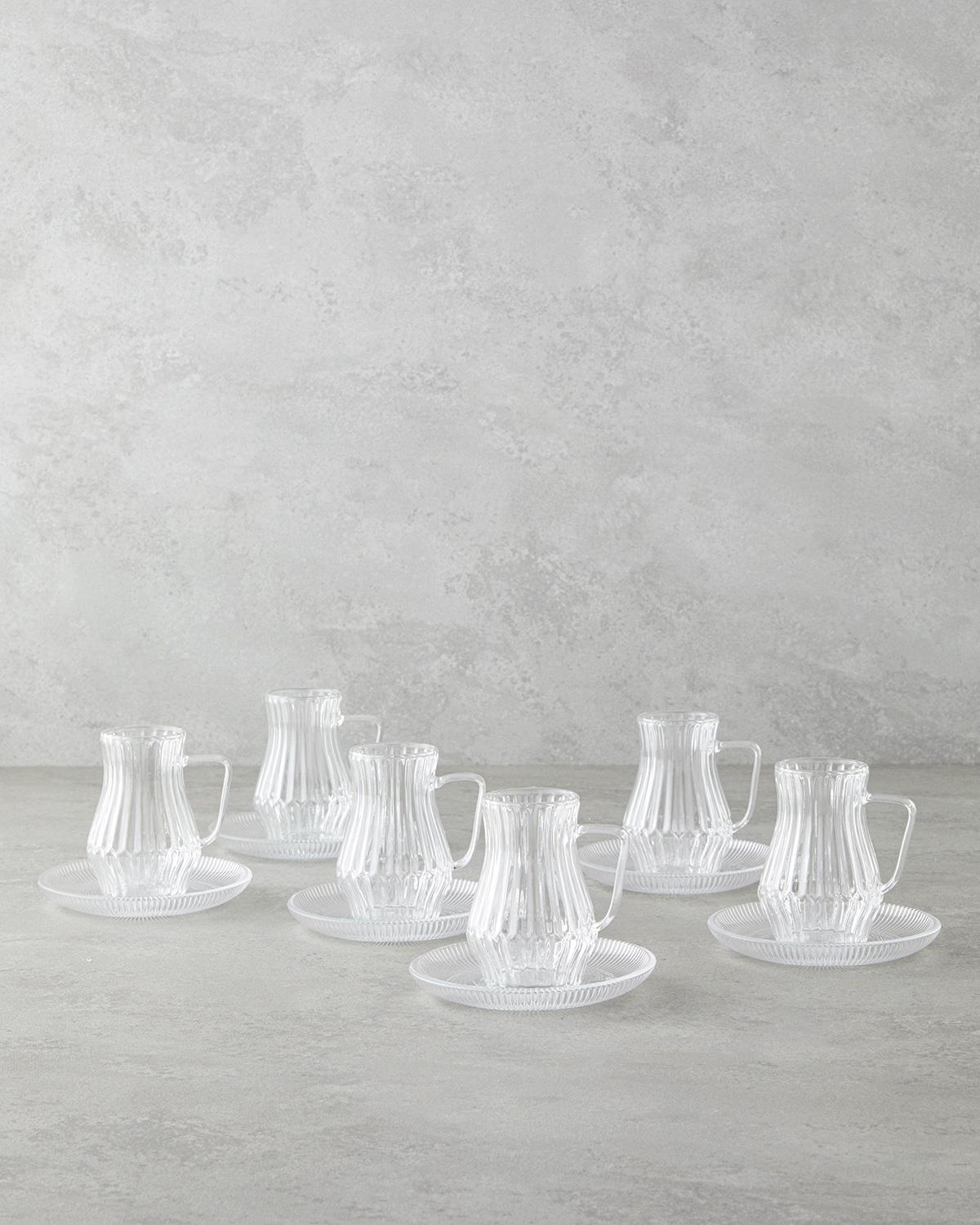 Rachel Cam 12 Parça 6 Kişilik Çay Seti 135 ml Şeffaf