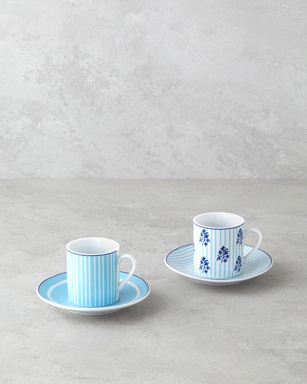 Rapture Porselen 4 Parça 2 Kişilik Kahve Fincan Takımı 80 ml Mavi