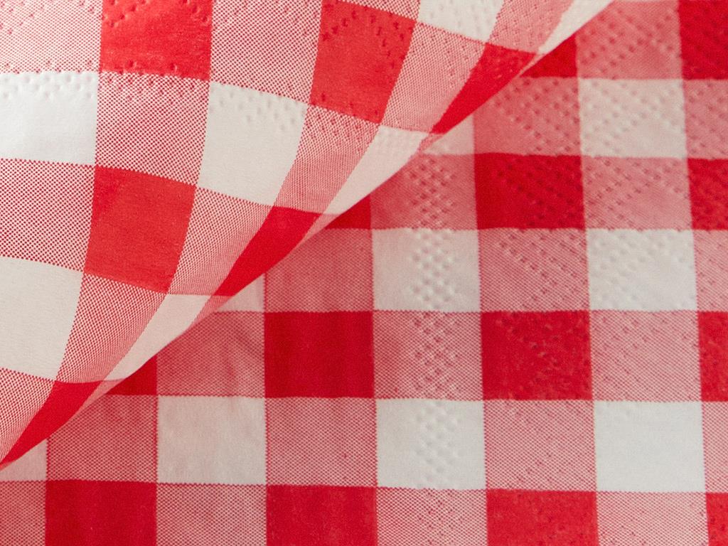 Red Plaid Kağıt 20'li Kağıt Peçete Kırmızı