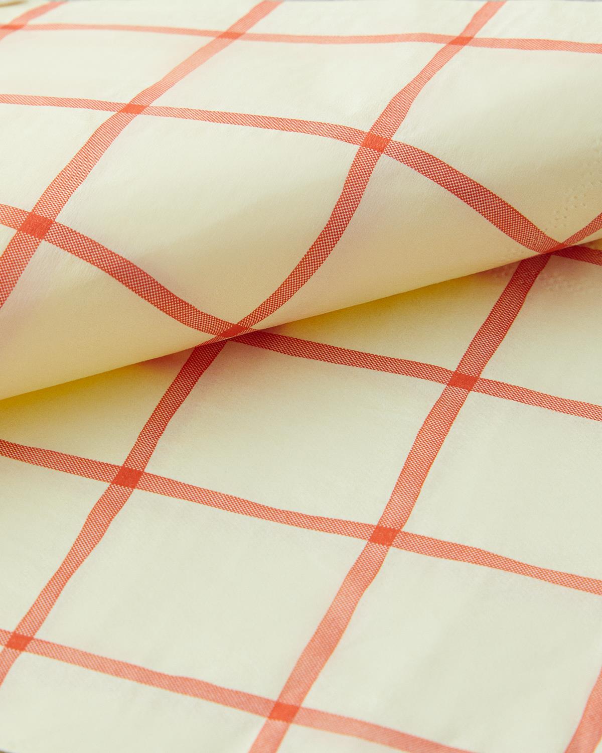 Retro Gingham Kağıt 20'li Kağıt Peçete 33x33 cm Krem