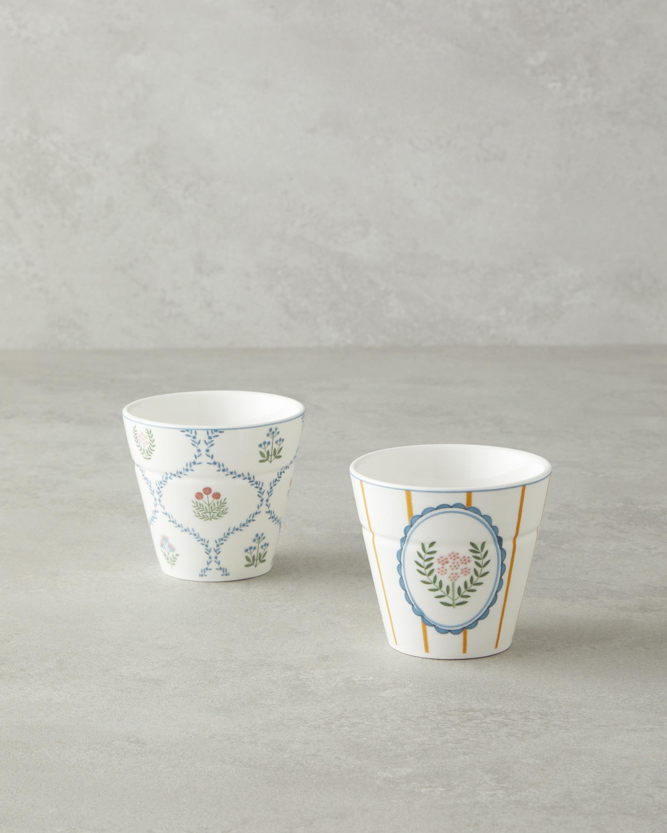 Retro Grids New Bone China Bardak 230 ml Beyaz - Mavi