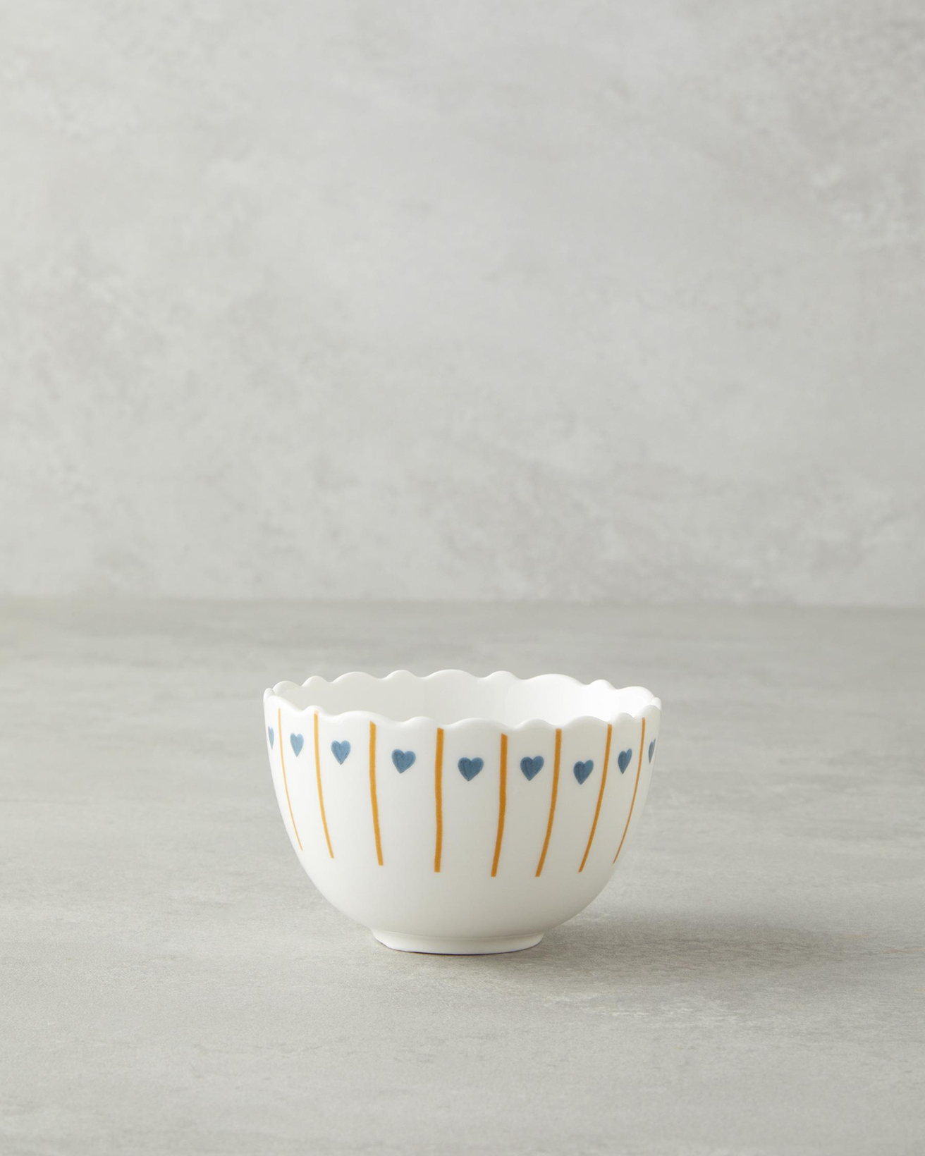 Retro Hearty New Bone China Kase 10 cm Beyaz - Mavi