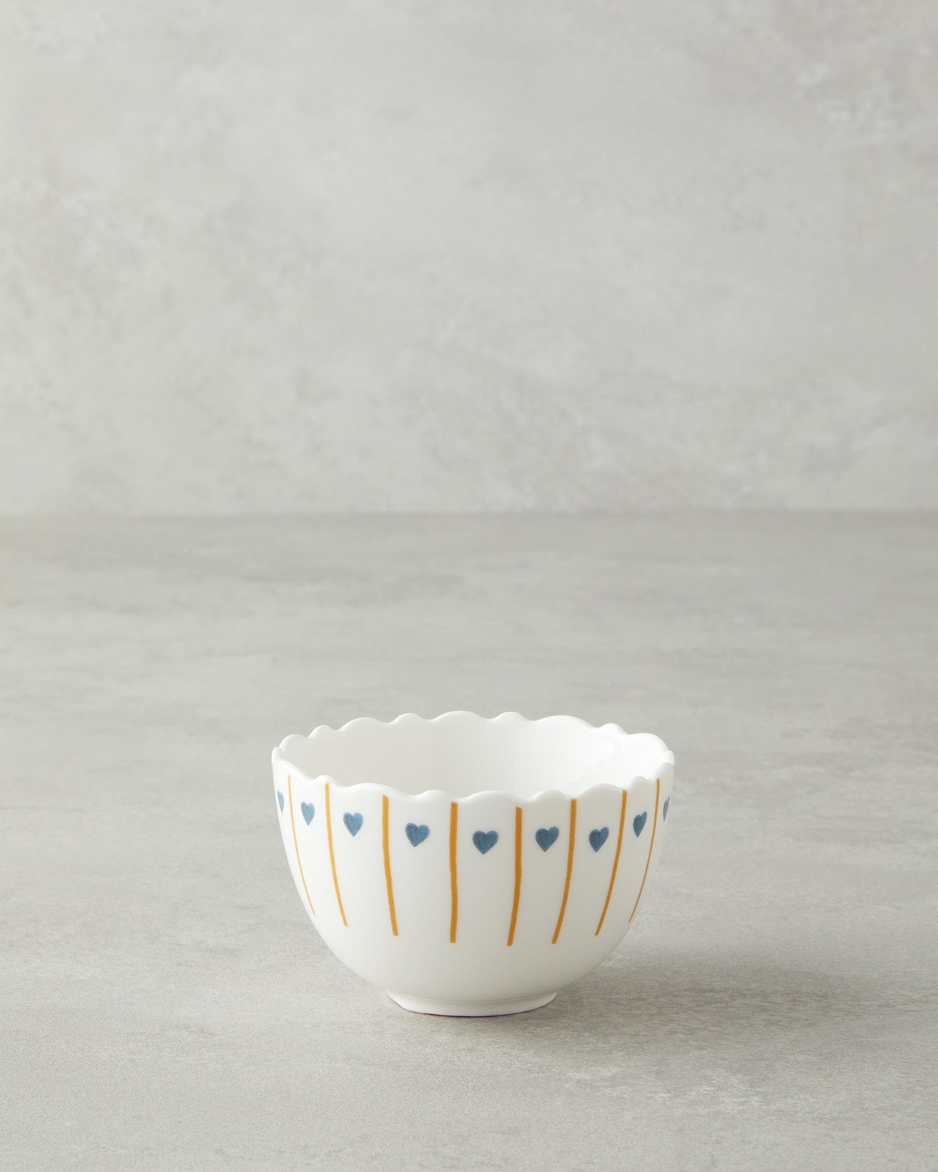 Retro Hearty New Bone China Kase 10 cm Beyaz - Mavi