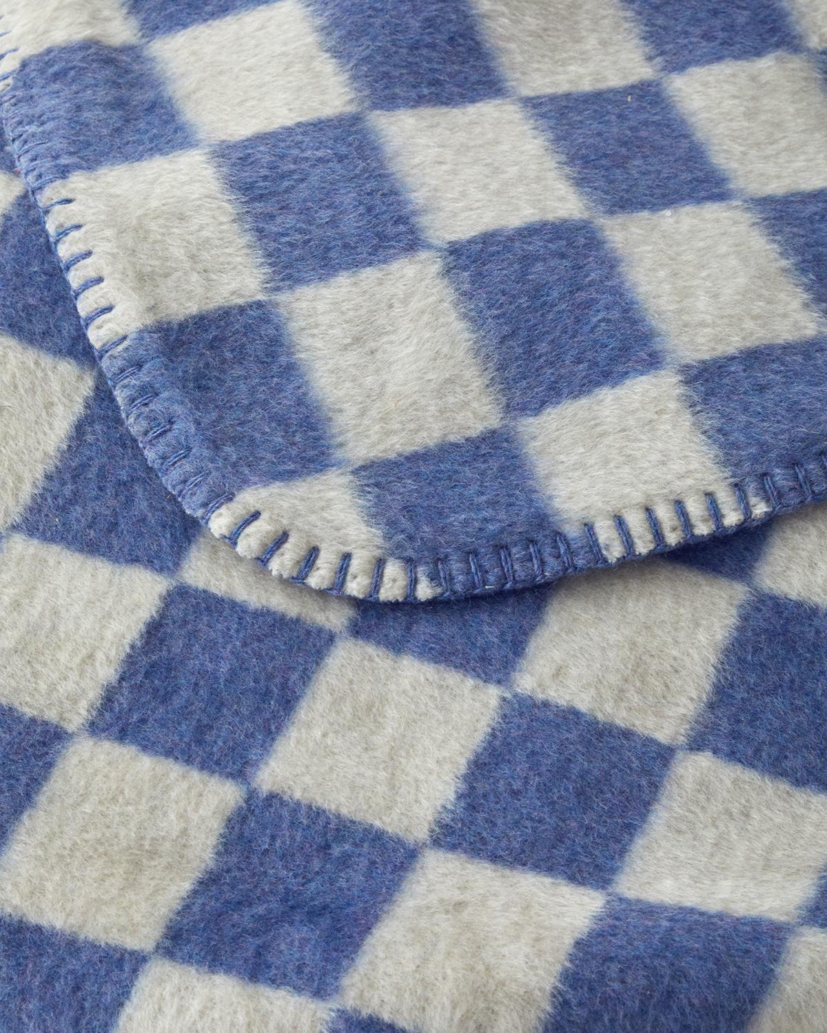 Retro Plaid Akrilik Tv Battaniye 130x170 cm Mavi