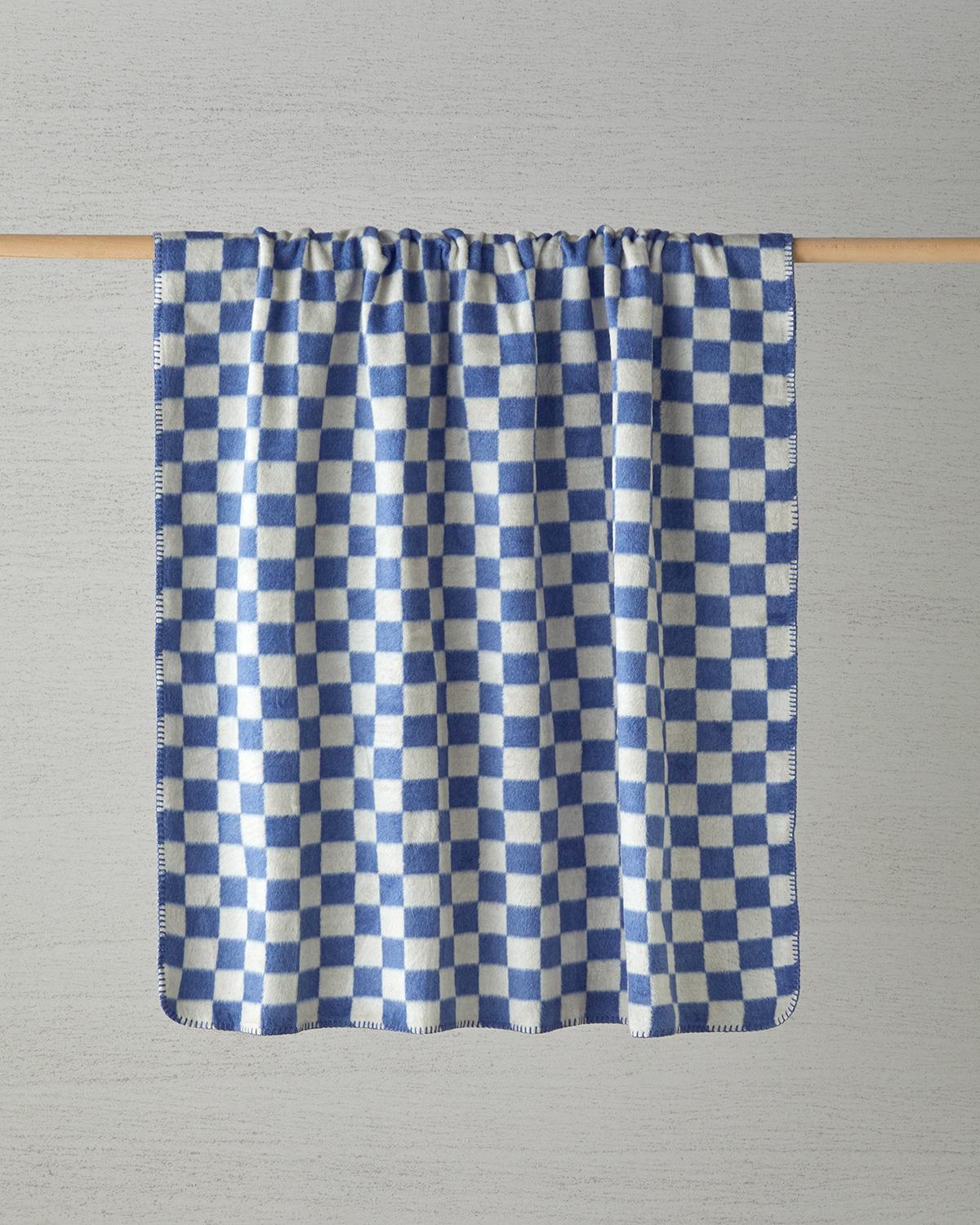 Retro Plaid Akrilik Tv Battaniye 130x170 cm Mavi