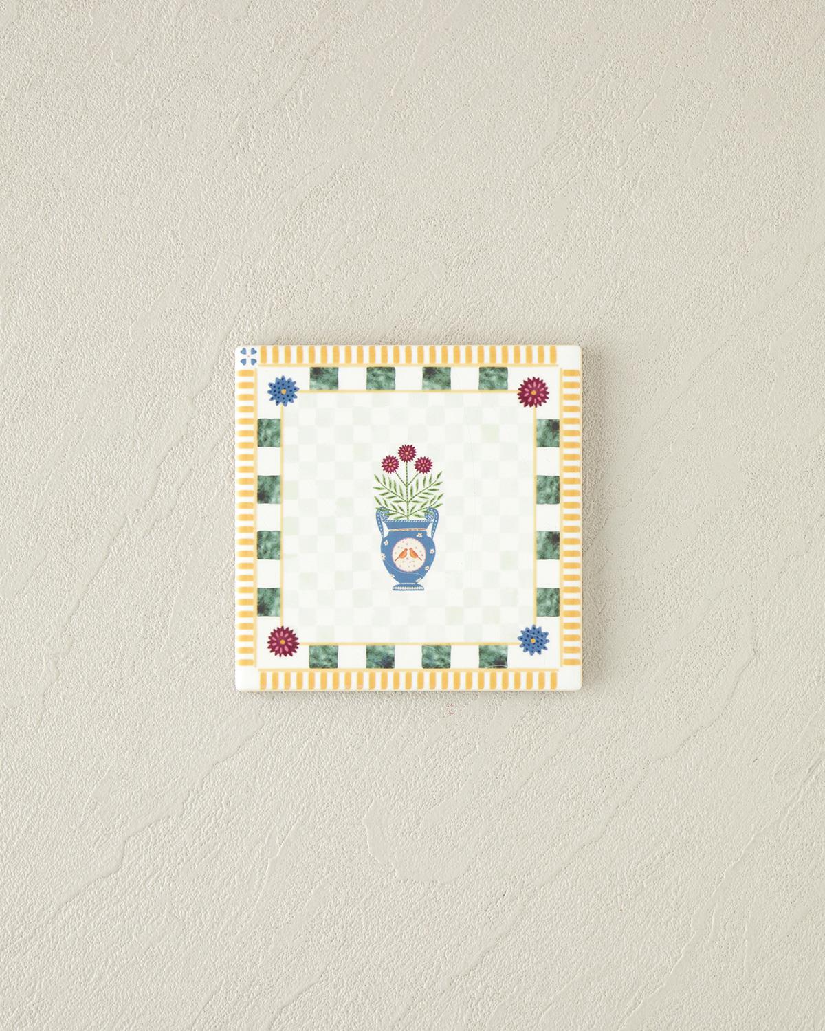 Retro Realm Seramik Bardak Altlığı 11 cm Sarı