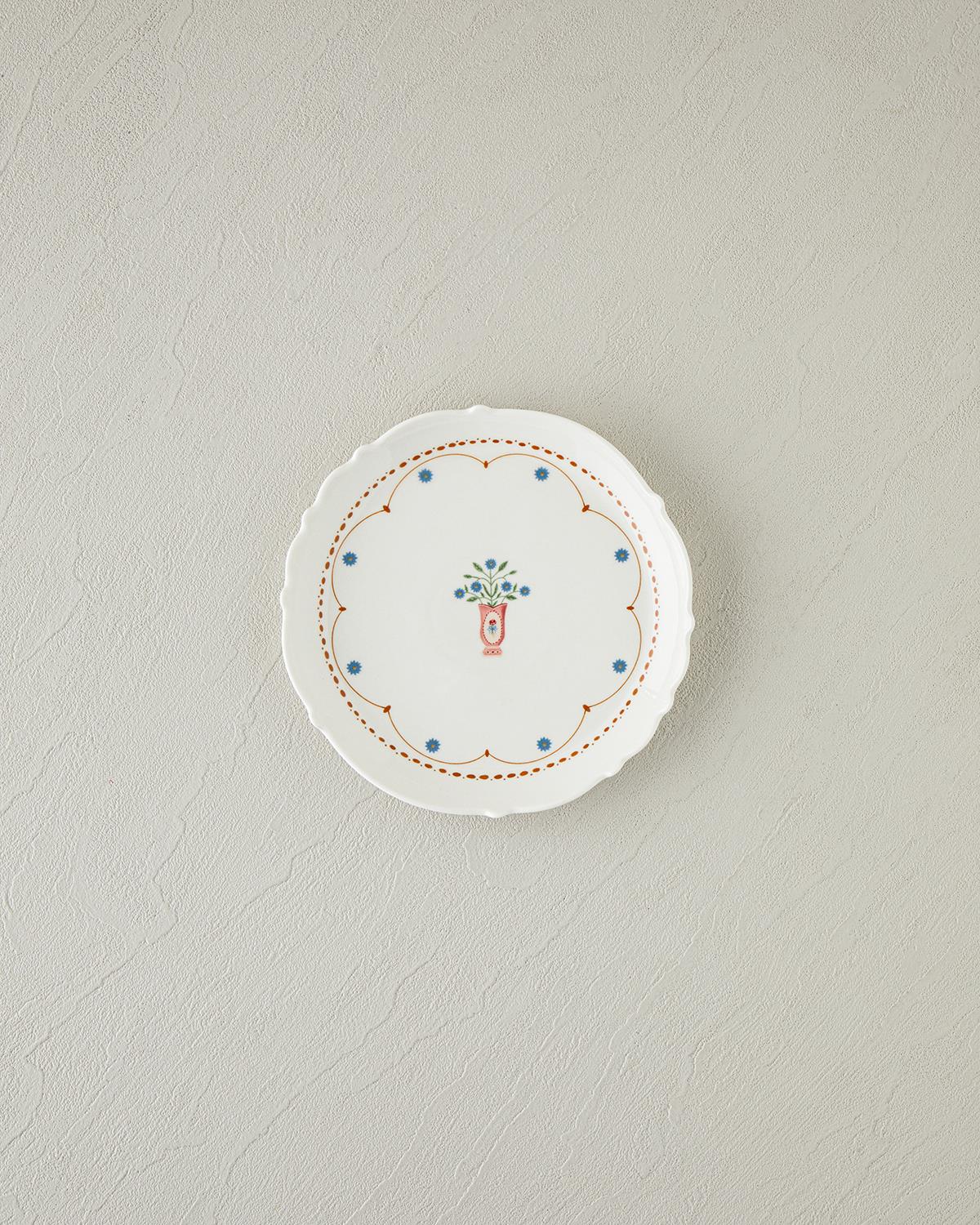 Retro Ruby New Bone China Pasta Tabağı 18 cm Beyaz - Mavi