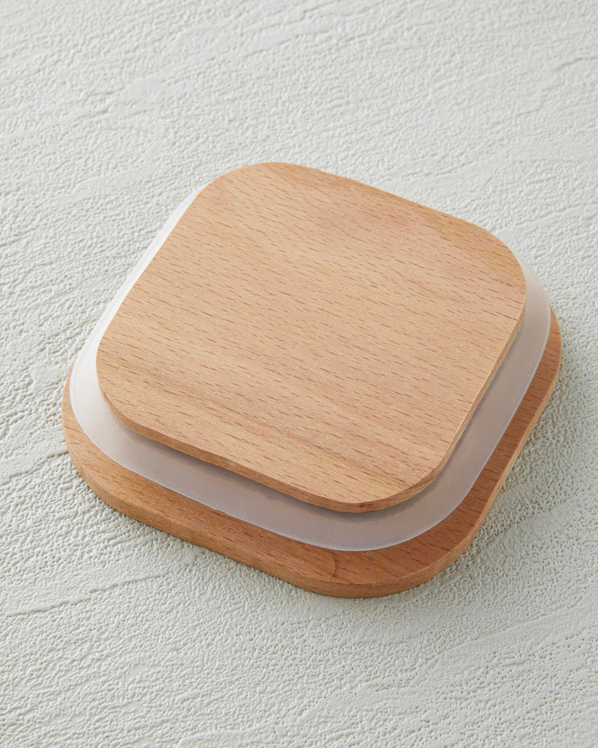 Ricco Cam Ahşap Kapaklı 4 Bölmeli Kahvaltılık 21x21 cm Renkli