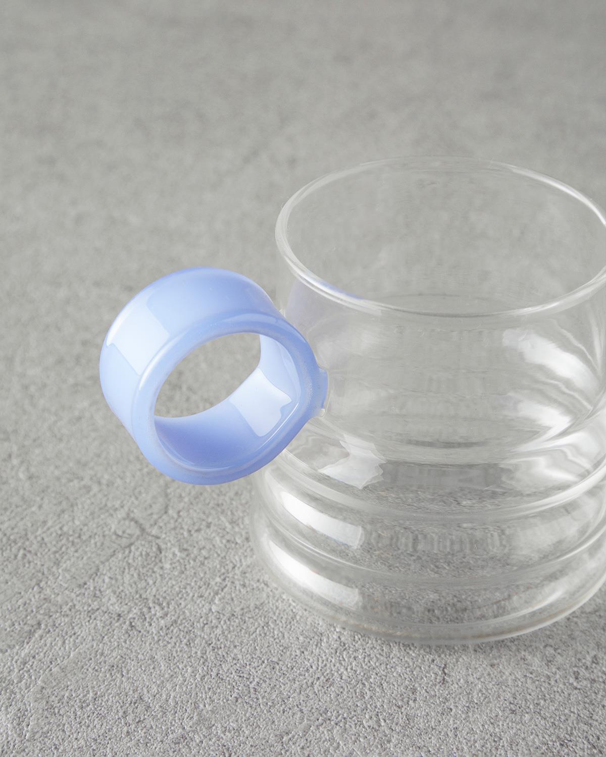 Ring Borosilkat Cam Kupa Mavi