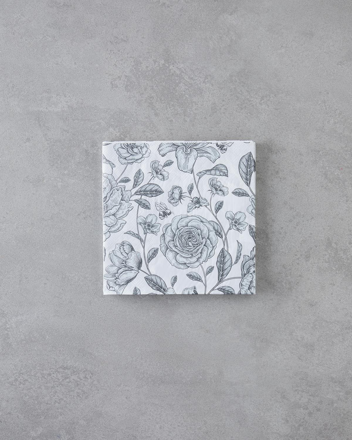 Roseray Kağıt 20'li Kağıt Peçete 33x33 cm Siyah - Beyaz