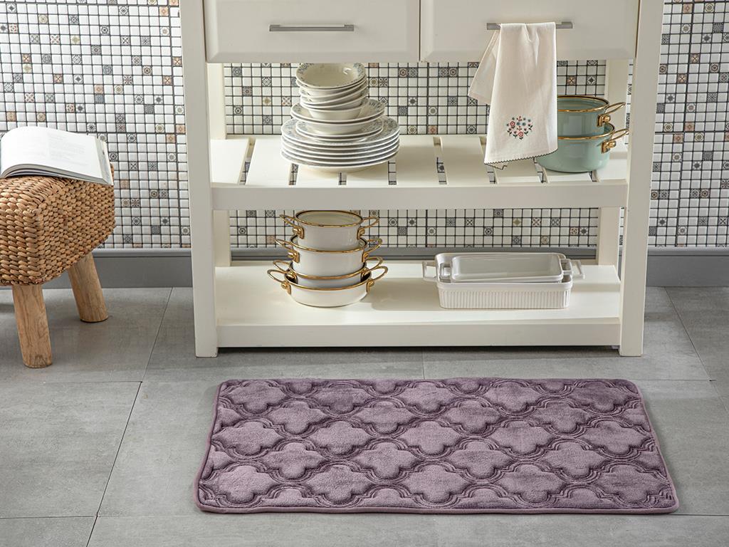 Roxbury Emboss Kaydırmaz Taban Mutfak Paspası 60x90 cm Mürdüm