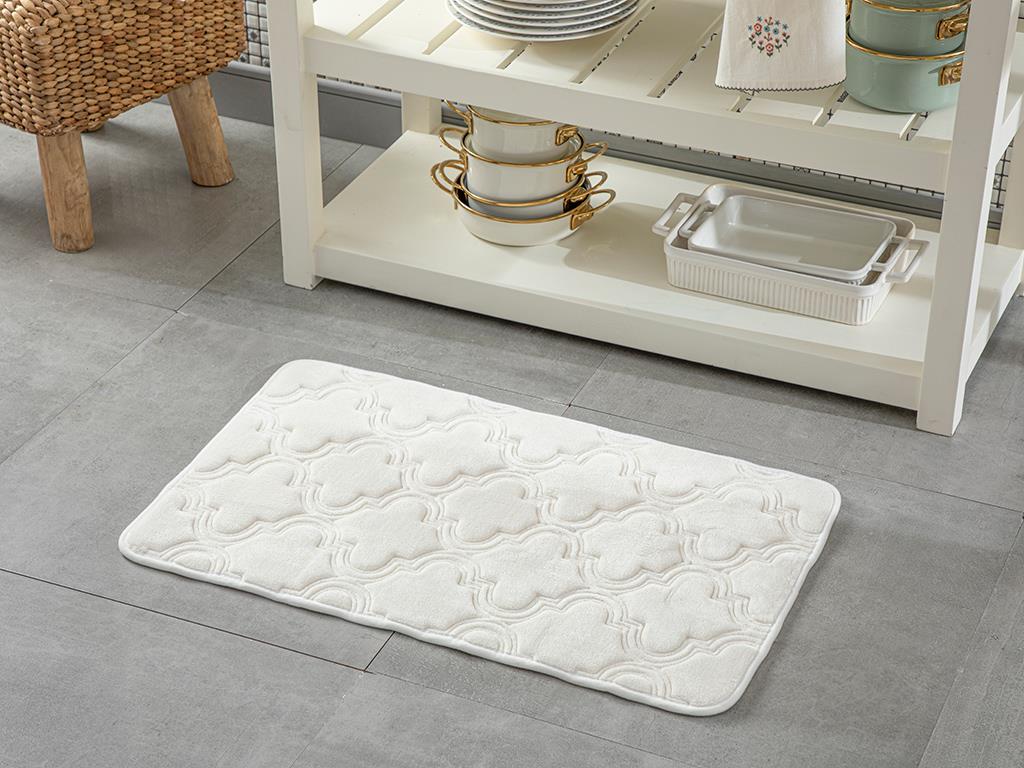 Roxbury Emboss Kaydırmaz Taban Mutfak Paspası 50x80 cm Beyaz