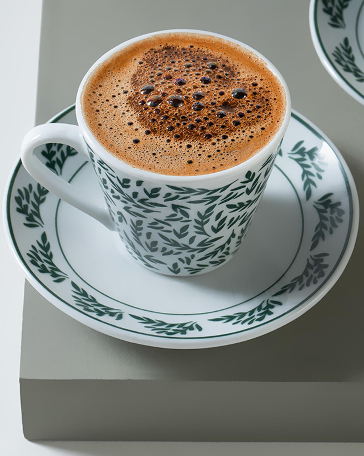Royal Blend Porselen 4 Parça 2 Kişilik Kahve Fincan Takımı Yeşil