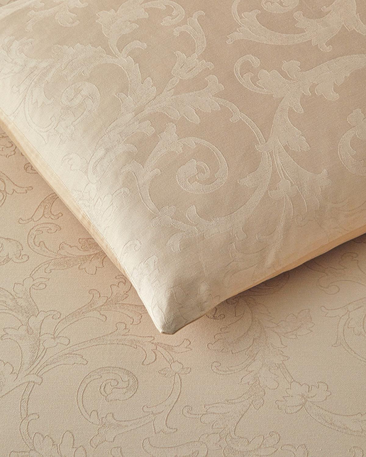Royal Scroll Jakarlı Pamuk Saten Çift Kişilik Nevresim Takımı 200x220 cm Antik Gold