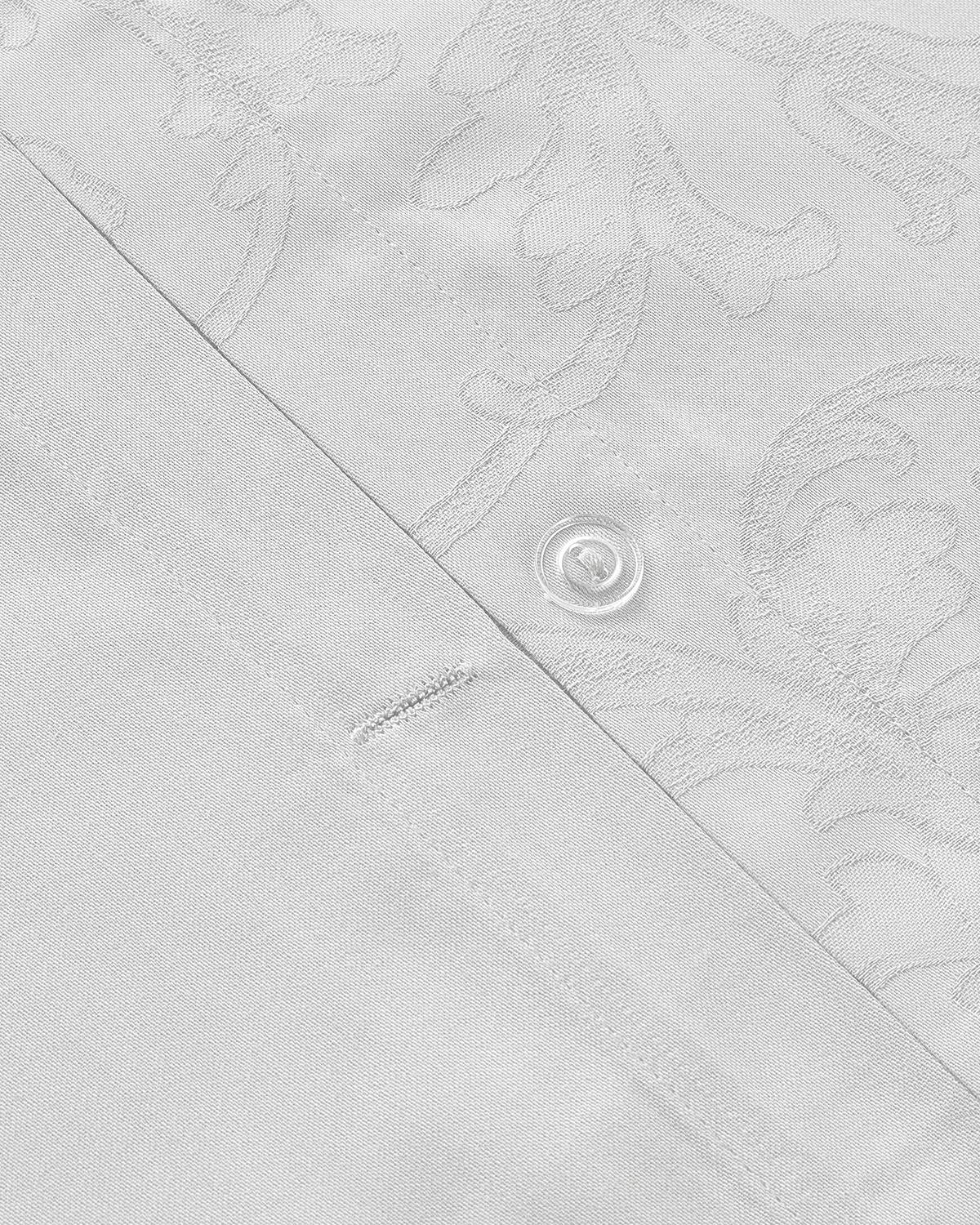 Royal Scroll Jakarlı Pamuk Saten Çift Kişilik Nevresim Takımı 200x220 cm Beyaz