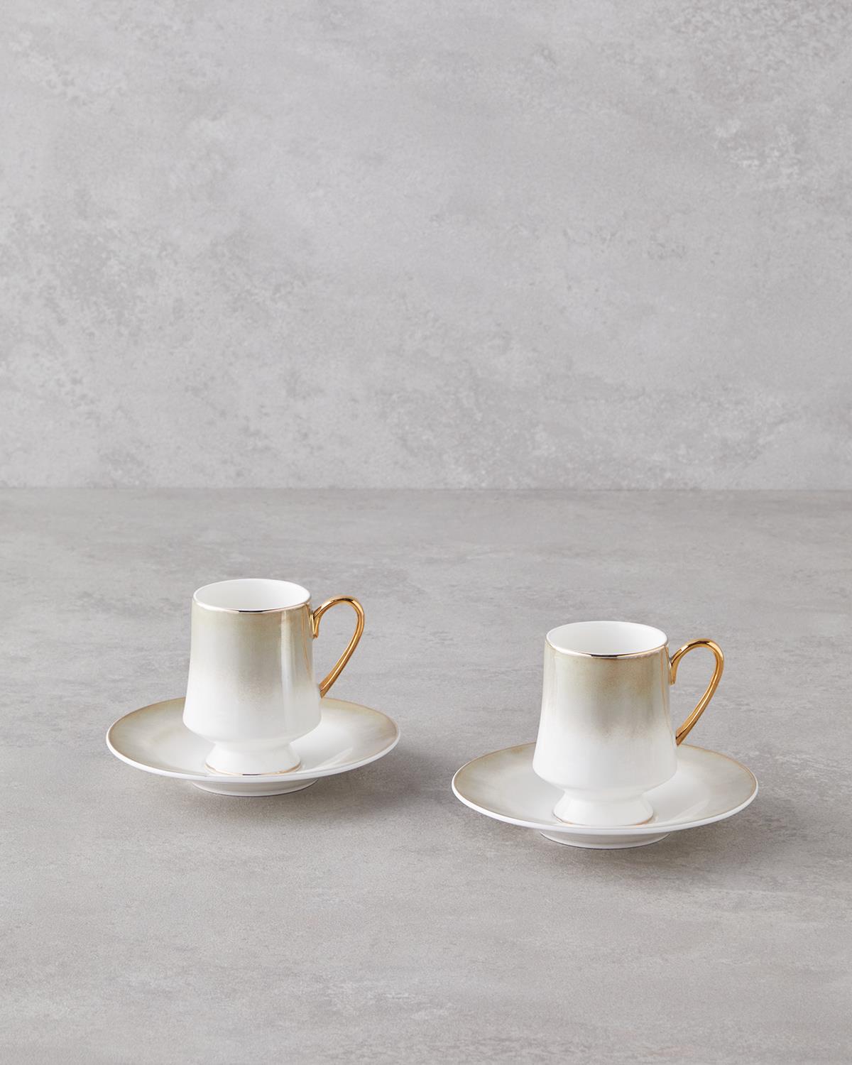 Royals New Bone China 4 Parça 2 Kişilik Kahve Fincan Takımı 90 ml Vizon