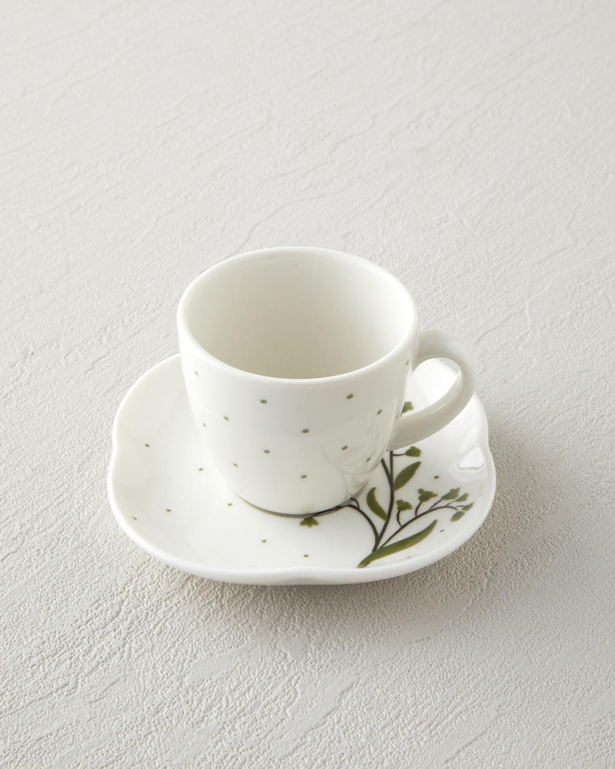 Sage Garden Bone Porselen 4 Parça 2 Kişilik Kahve Fincan Takımı 90 ml Yeşil