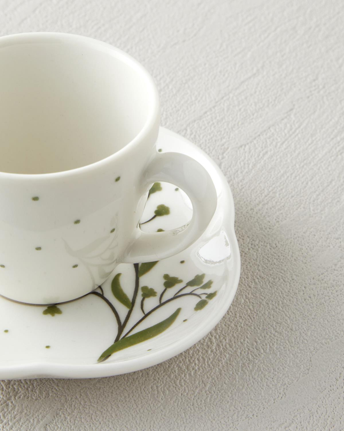 Sage Garden Bone Porselen 4 Parça 2 Kişilik Kahve Fincan Takımı 90 ml Yeşil