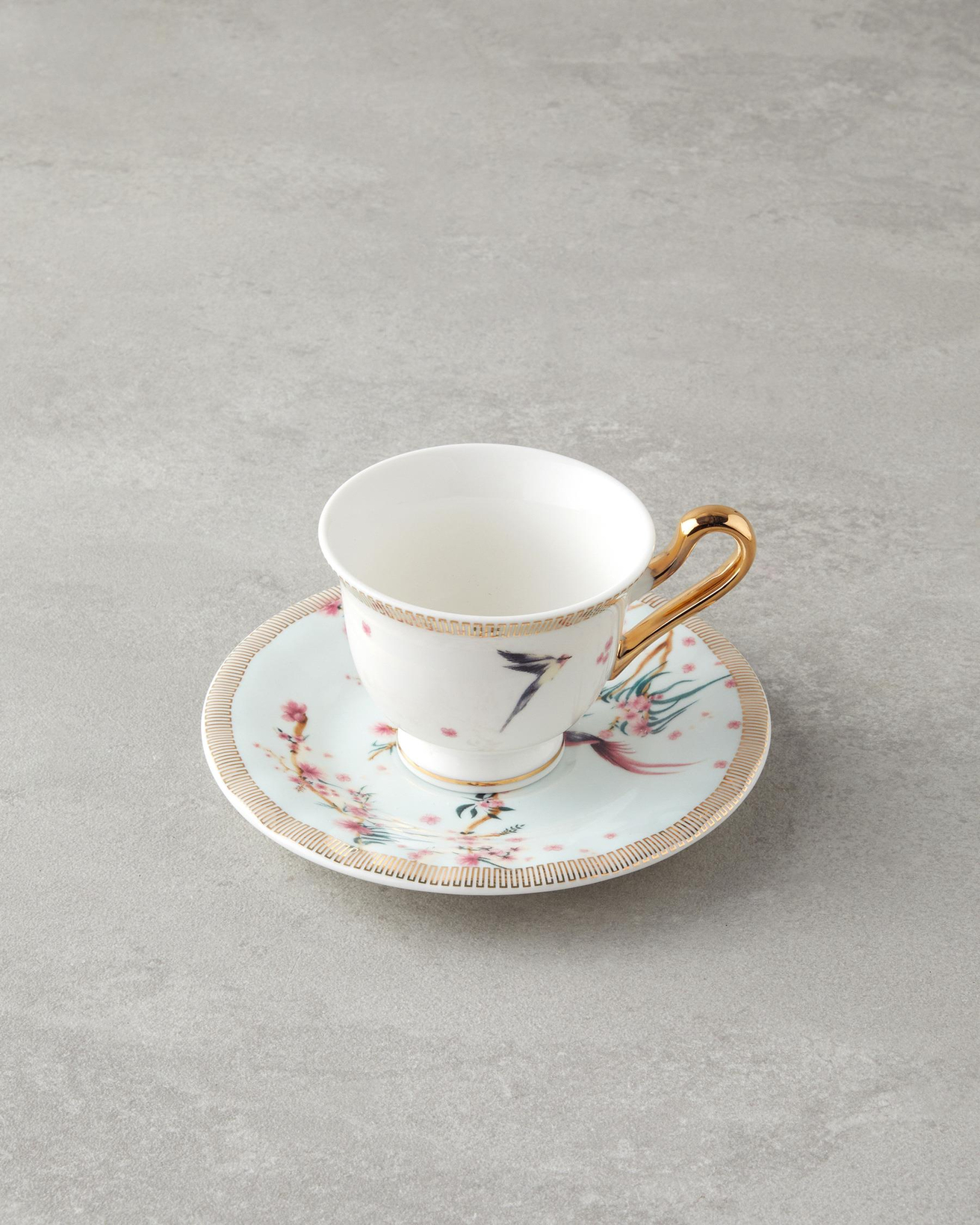 Sakura Dream New Bone China Kahve Fincan Takımı Açık Yeşil