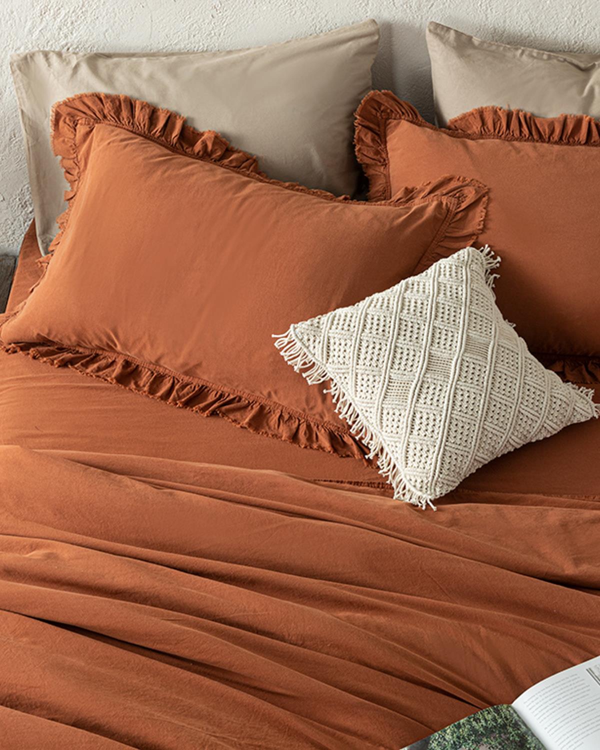 Sandy Antik Boyama Super King Nevresim Takımı Terracotta