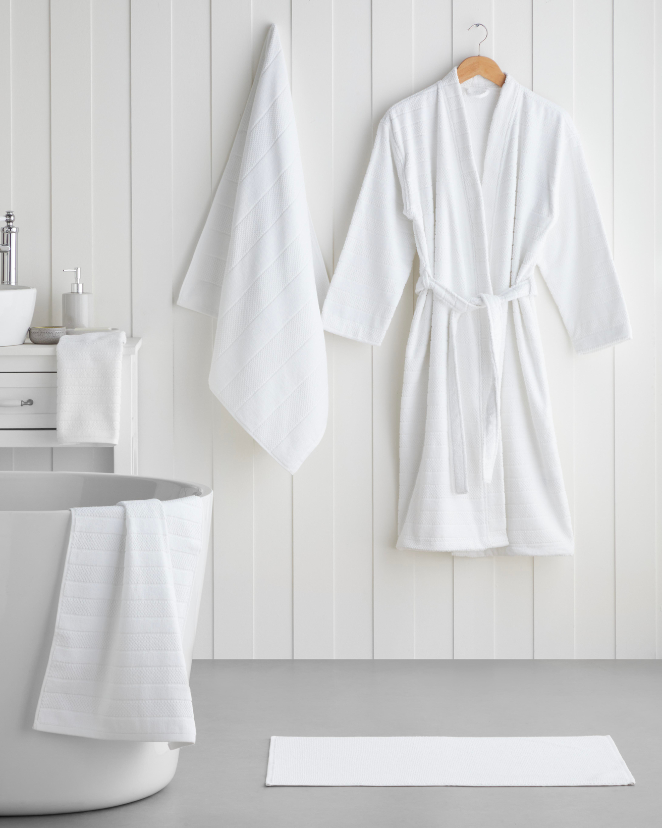 Sandy Stripe Pamuk Ayak Havlusu 50x70 cm Beyaz