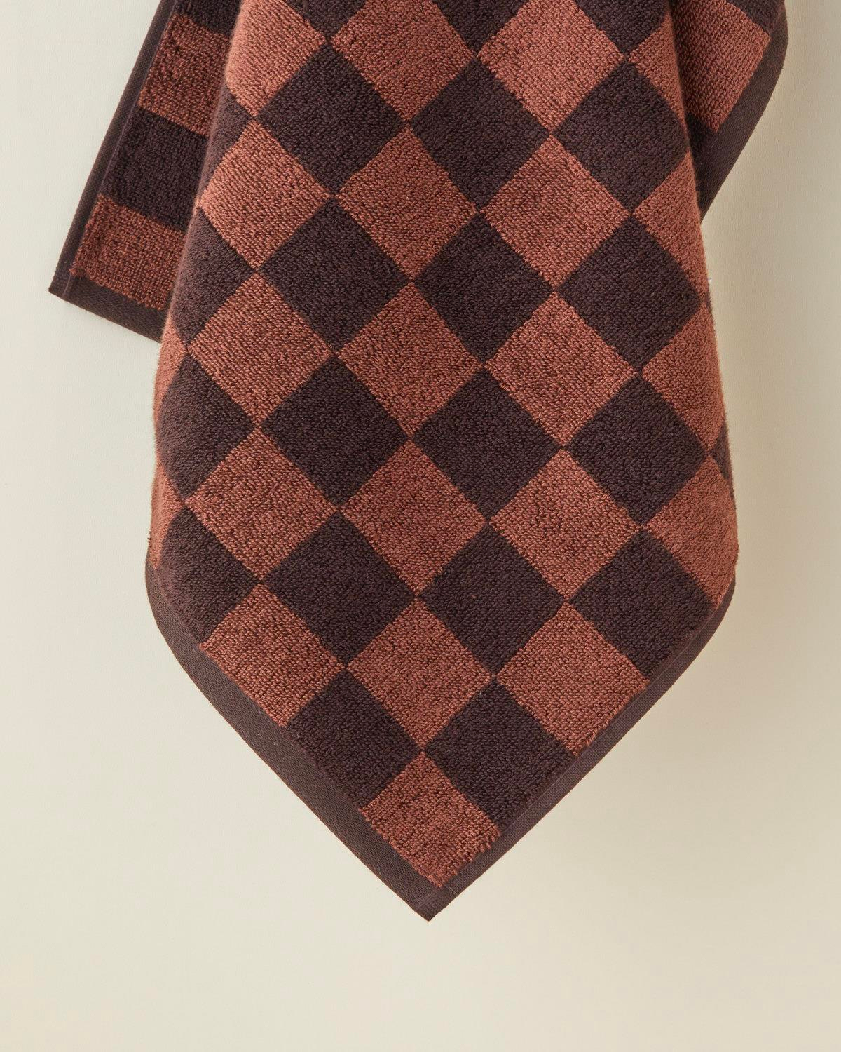 Savanna Check Pamuk Yüz Havlusu 50x80 cm Kahve-Açık Kahve